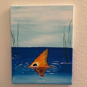 Abstract Redfish Ocean Art Canvas with Orange and Blue Tones